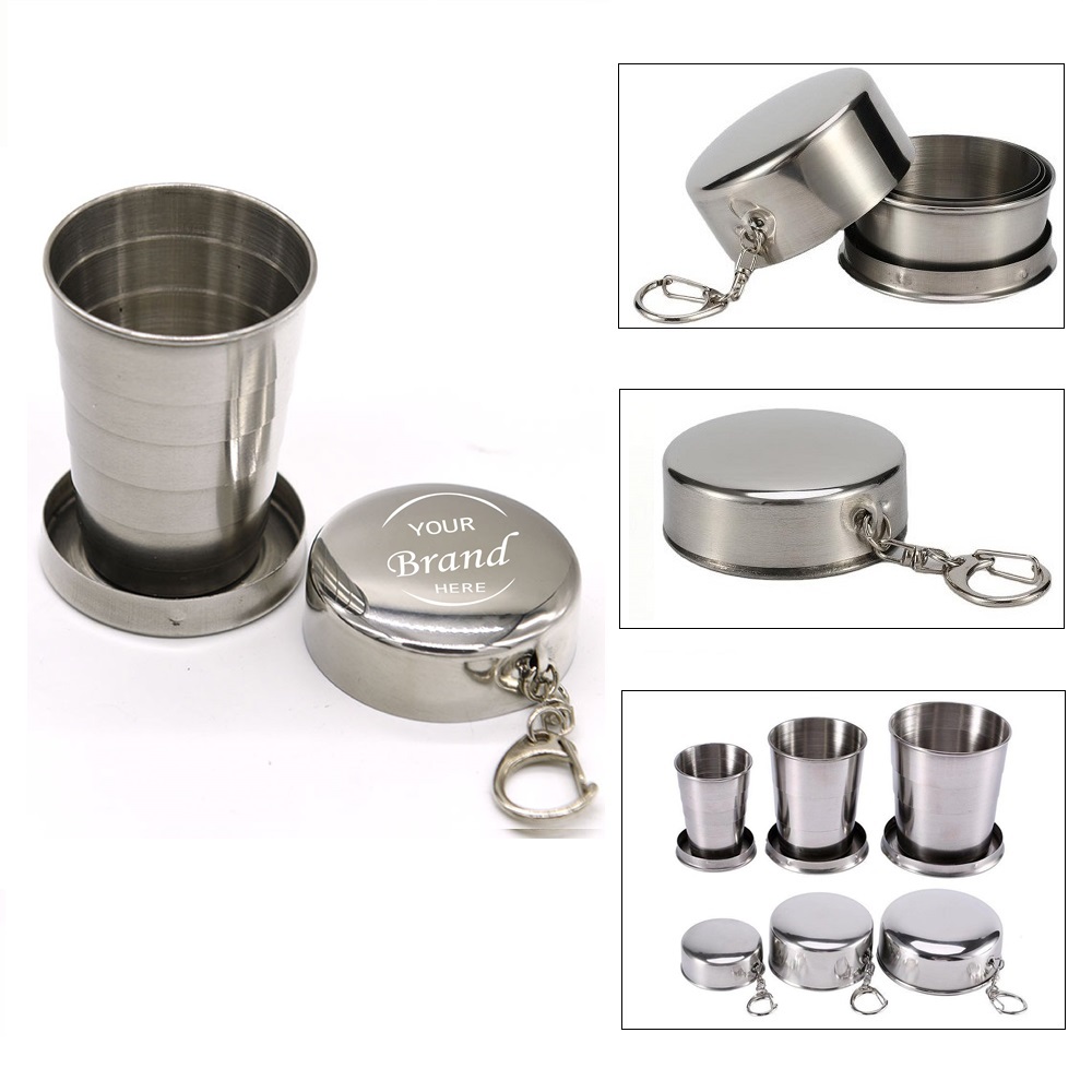  Collapsible Stainless Steel Water Cup with Carabiner