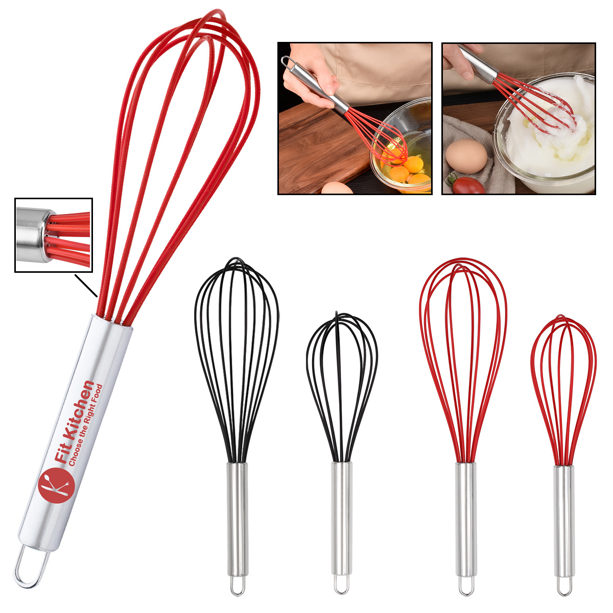 Silicone Whisk with Stainless steel Handle 