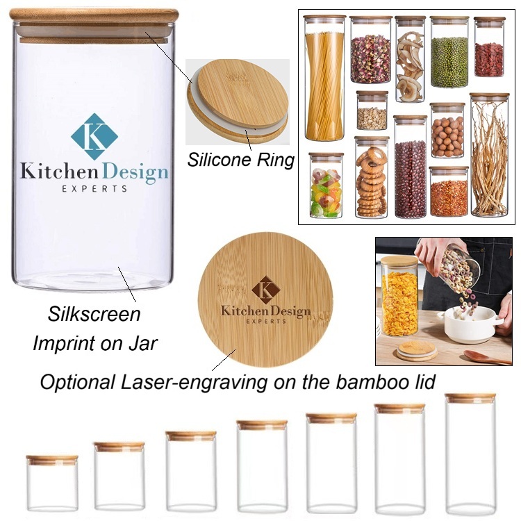Glass Food Storage Jars Containers with Airtight Bamboo Lid