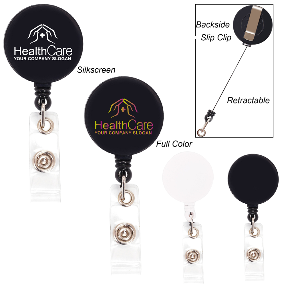 Retractable Badge Holder Round with Slip Clip 