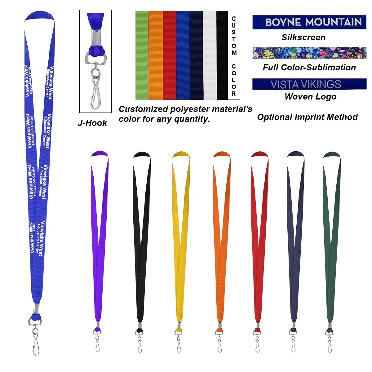 Polyester Lanyards with J-Hook