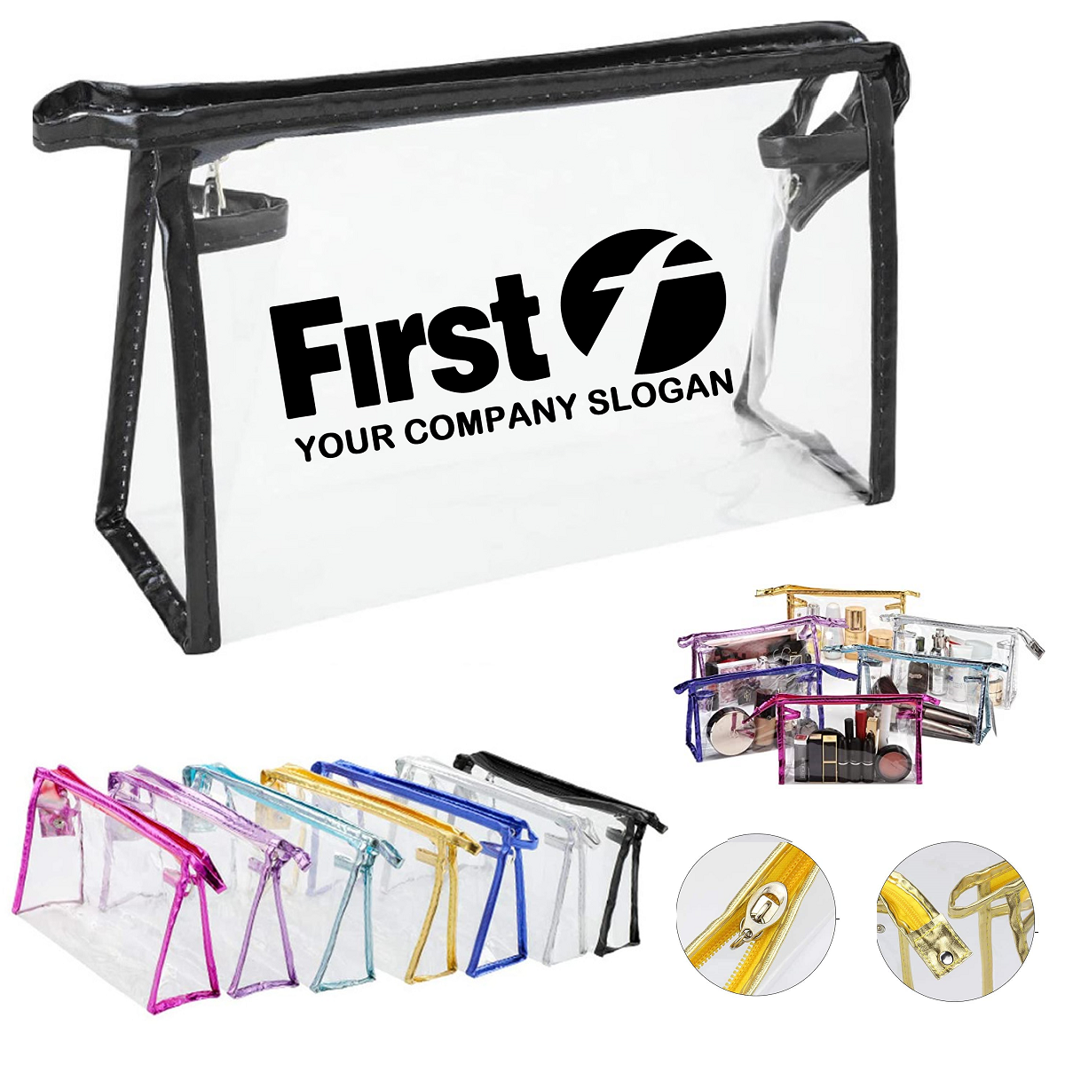 LJS0322-Printed PVC Clear Zippered Cosmetic Bag