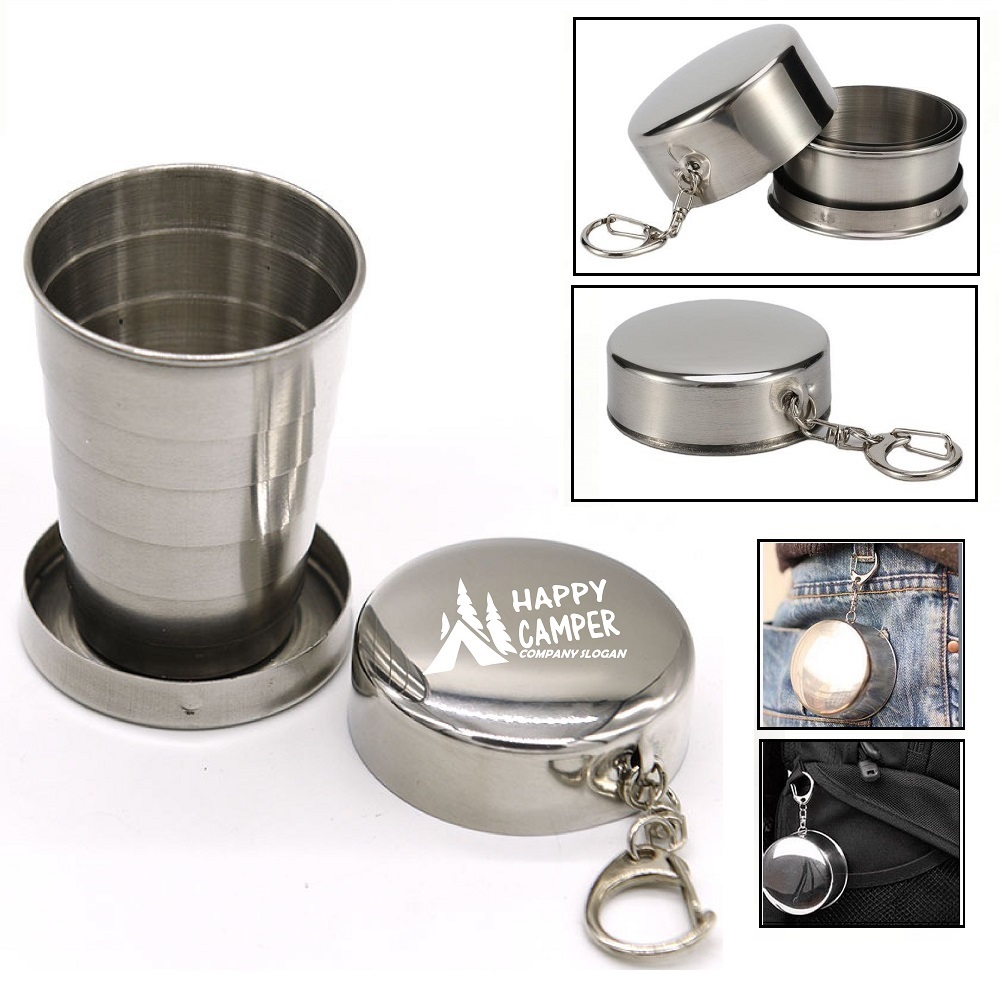 LJS0341-Collapsible Stainless Steel Water Cup with Carabiner