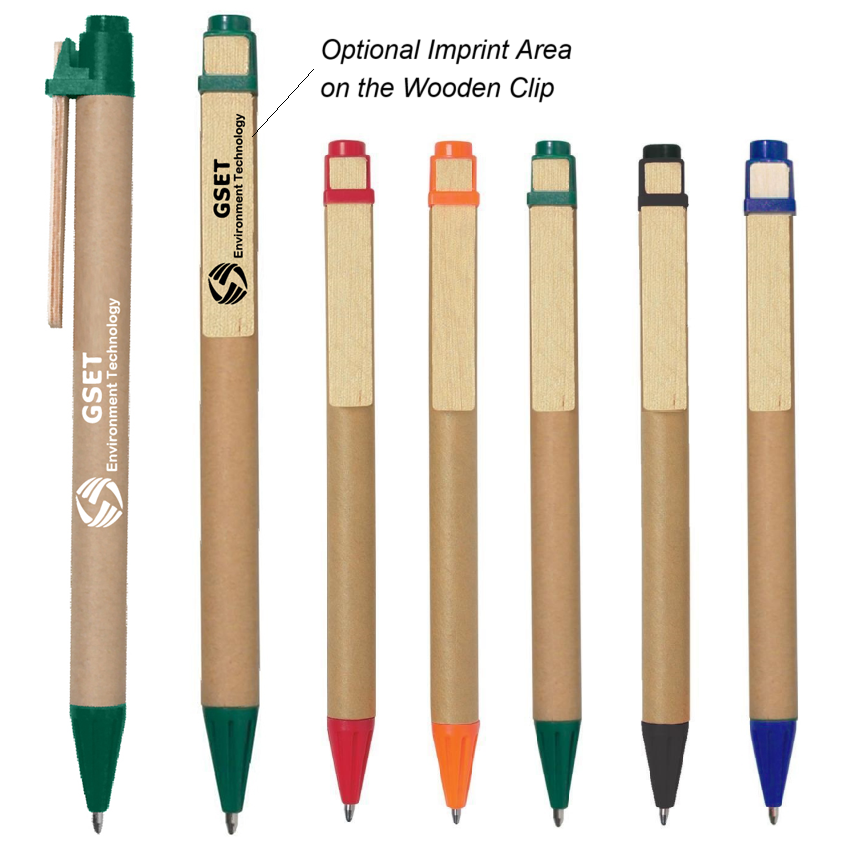 LJS0359-Eco-Inspired Paper Barrel Pen with Wood Clip