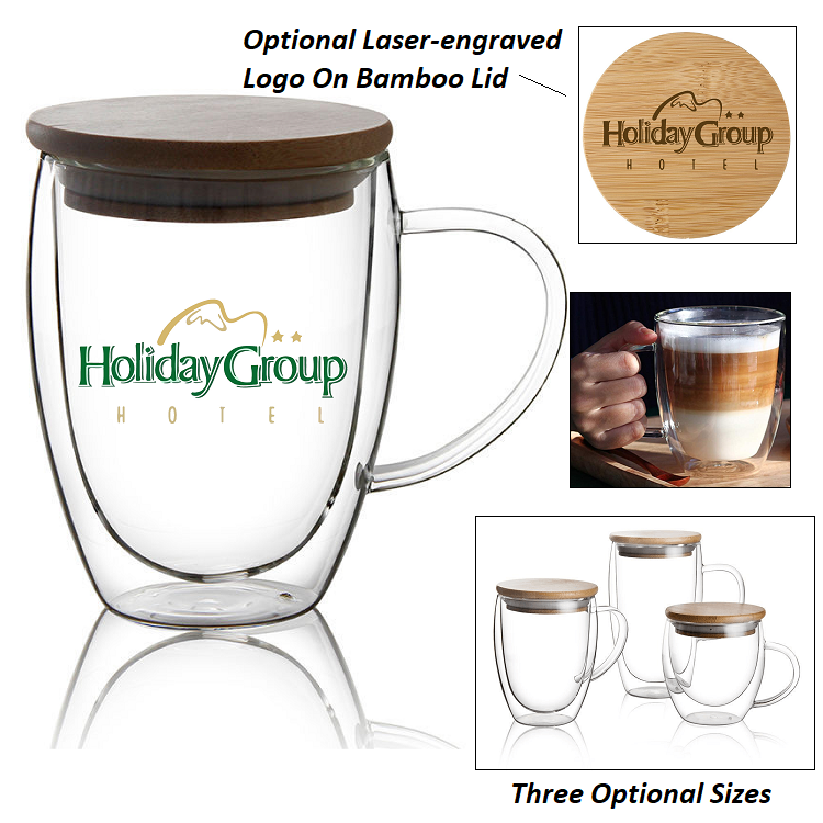 LJS0362-Double wall Glass Mug with Bamboo Lid