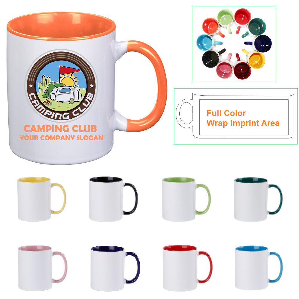 LJS0409-Duo-Tone Mug  Color Handle Ceramic Mug