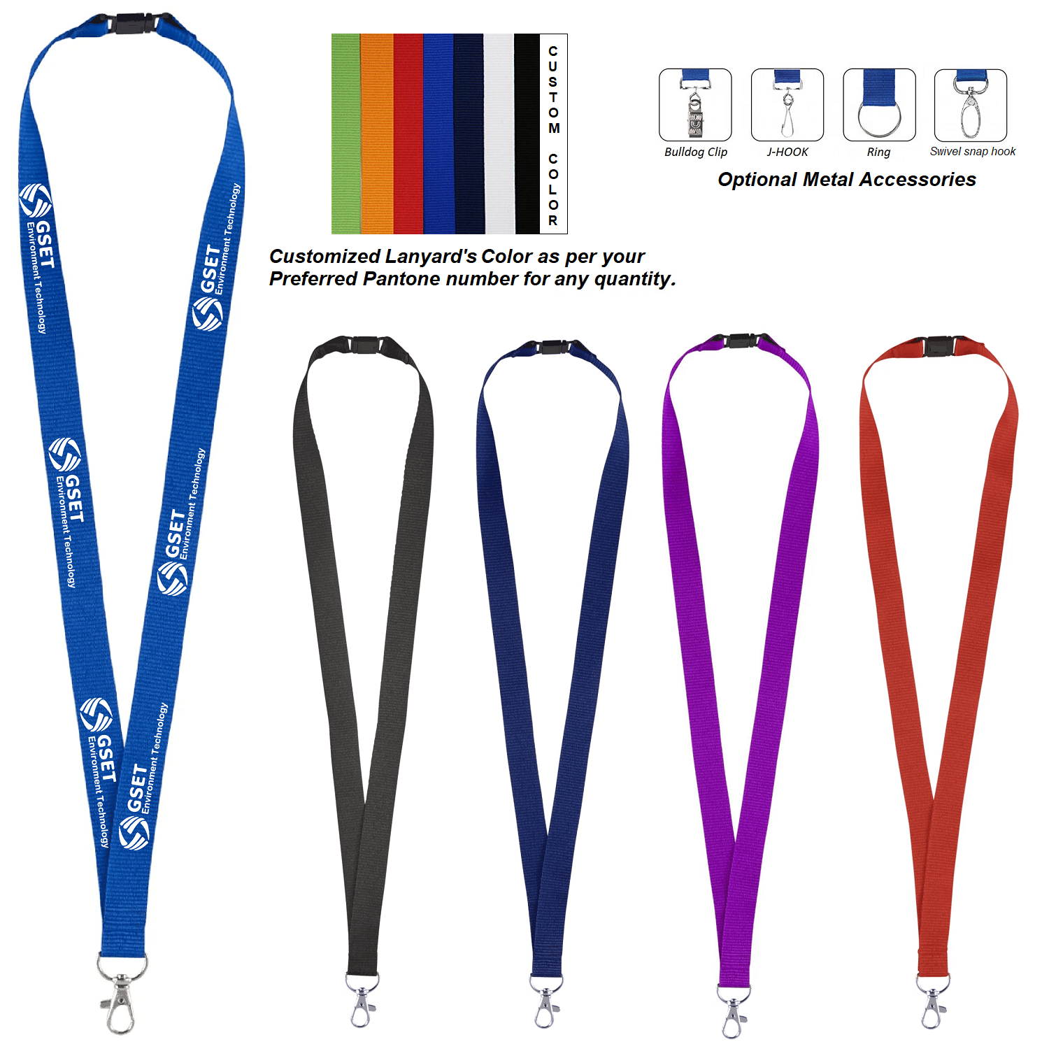 LJS0421-Lanyard with Metal Lobster Clip and Safety Clip