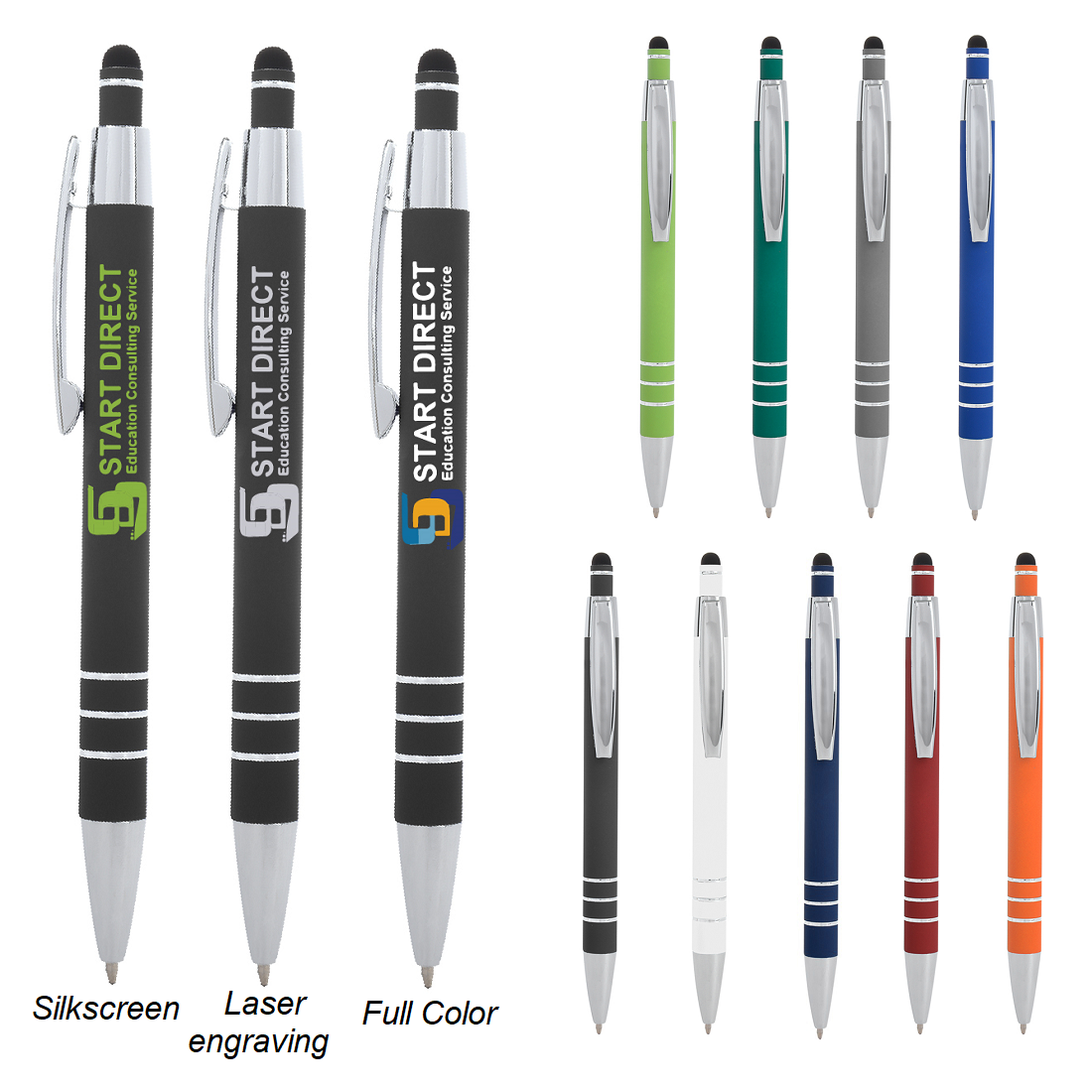 LJS0431-Kansas Rubberized Aluminum Soft touch Stylus Pen