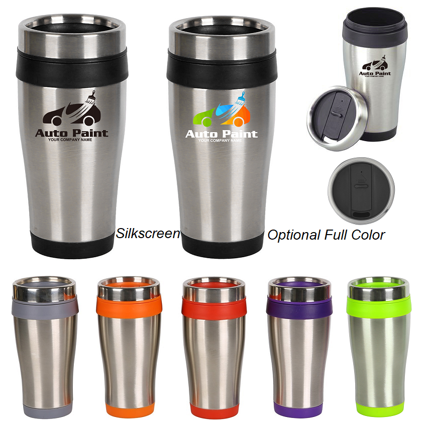LJS0432-Stainless Steel Tumbler with Colored Trim- 15 oz.