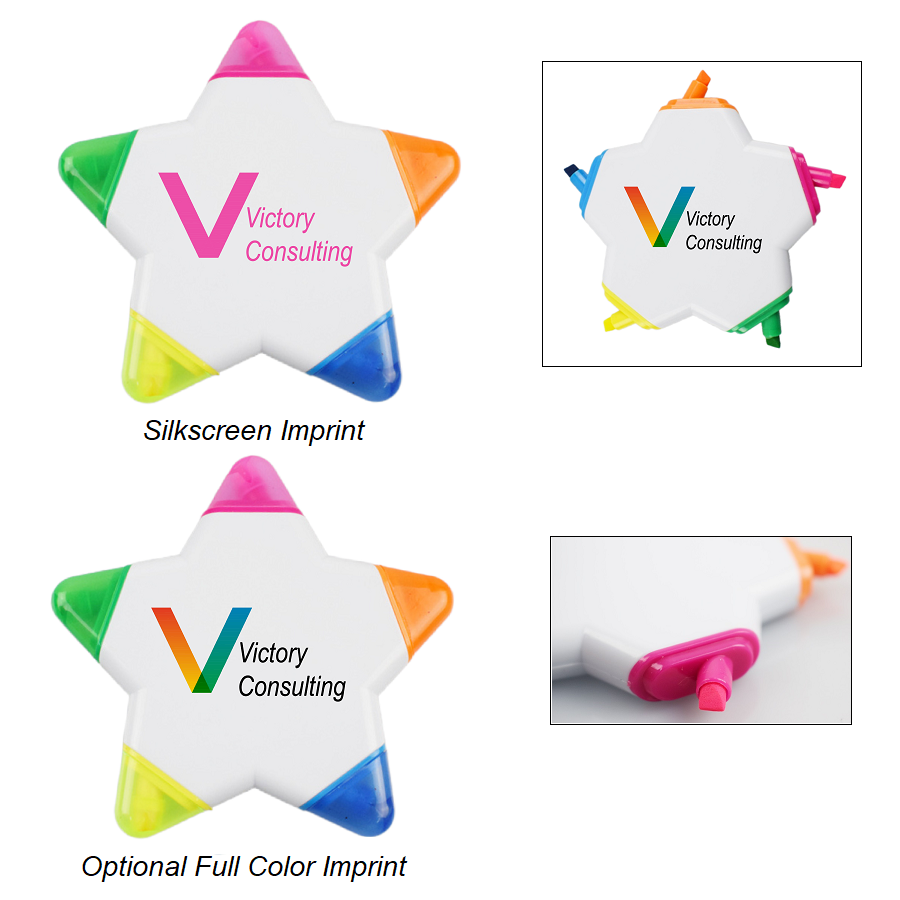 LJS0437-Star-shaped Highlighter with Colored Caps