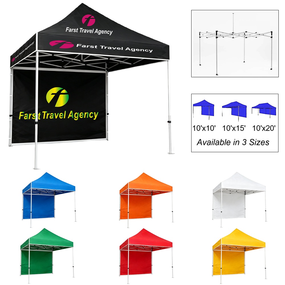 LJS0173-Custom Imprinted Pop Up Tent with Back Wall-10"x10'