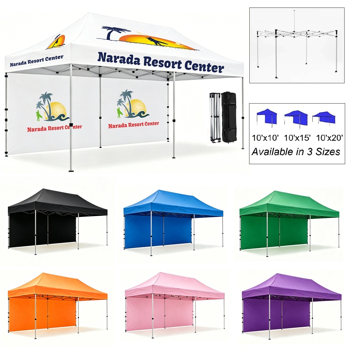 LJS0302-Custom Imprinted Pop up Tent with Back Wall-10'x20'
