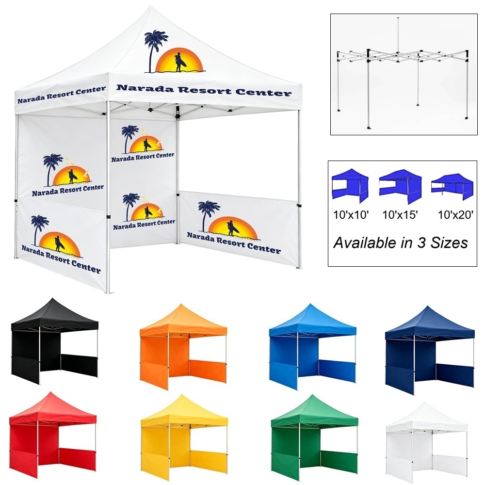 LJS0174-Custom Imprinted Tent with Back Wall and Half Side Walls-10'x10'