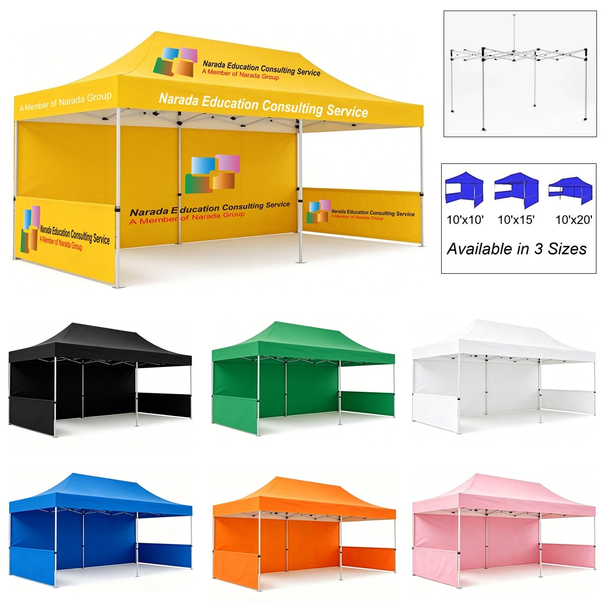 LJS0210-Custom Imprinted Tent with Back Wall and Half Side Walls-10'x20'
