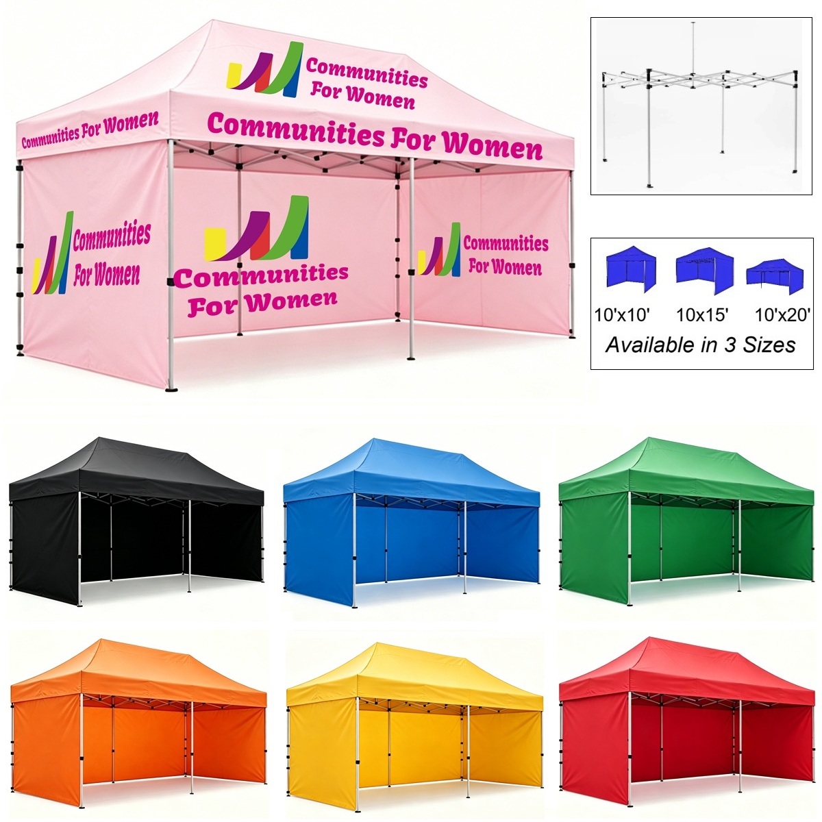 LJS0214-Custom Imprinted Tent with Back Wall and Full Side Walls-10'x20'