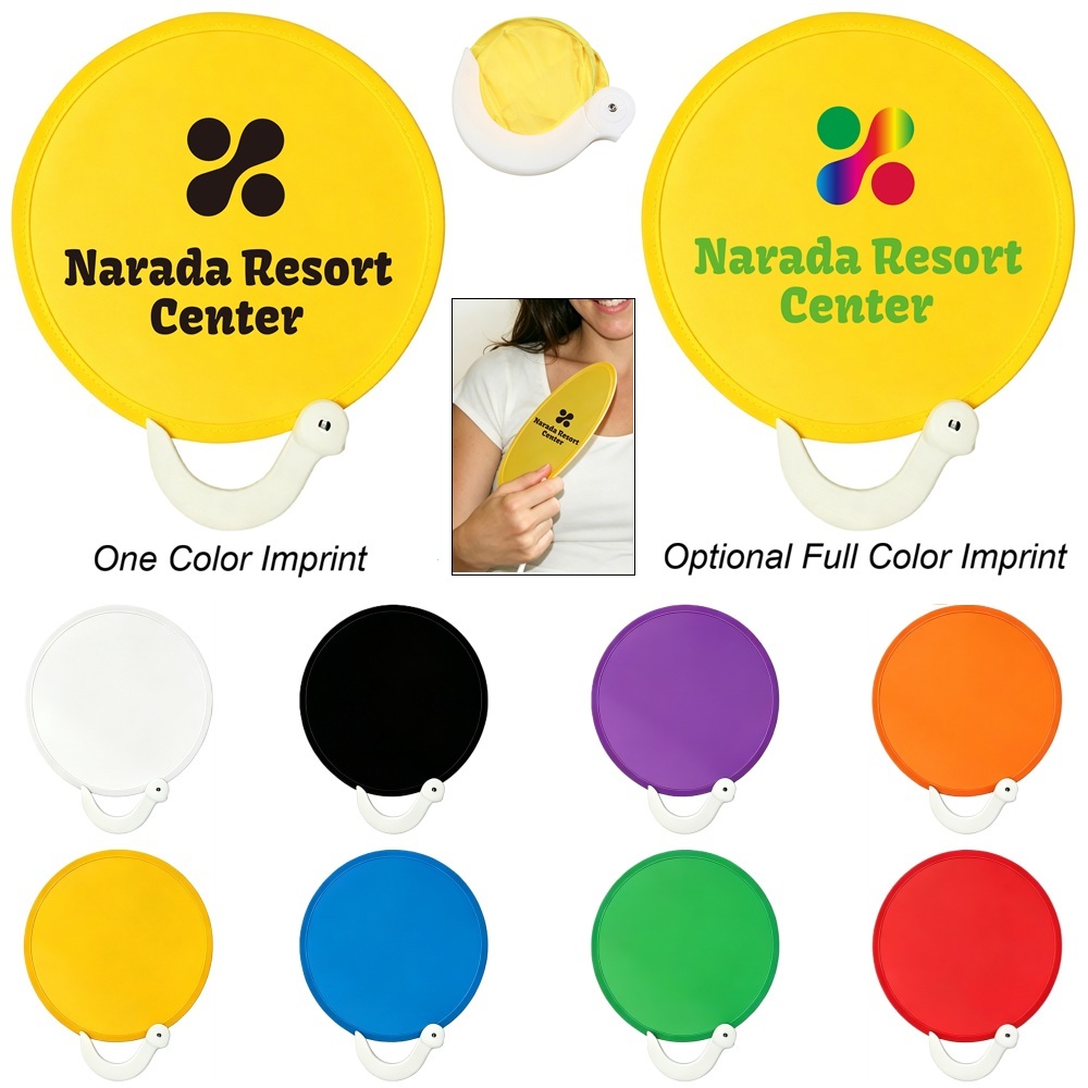 LJS0076-Nylon Round Folding Hand Fan 