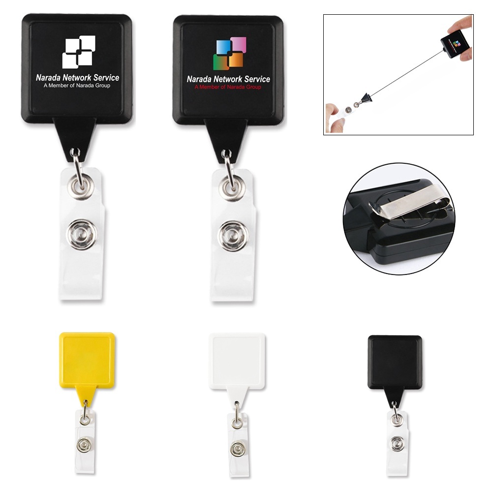 LJS0100-Square Badge Holder with Slip Clip