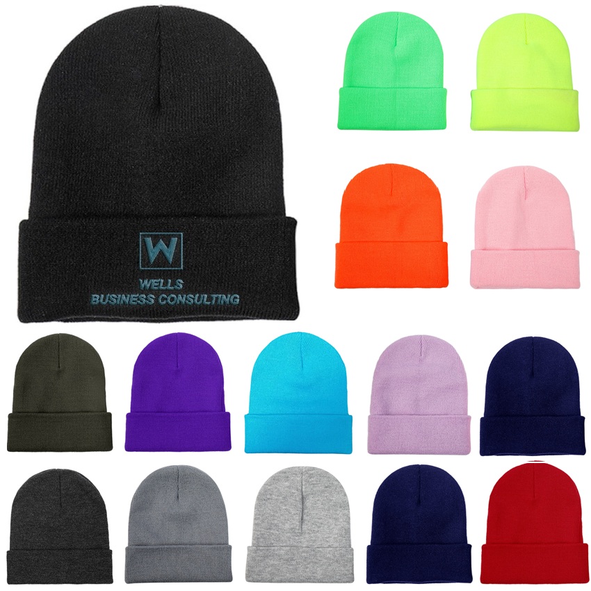 LJS0247-Knit Beanie with Cuff-Embroidery 