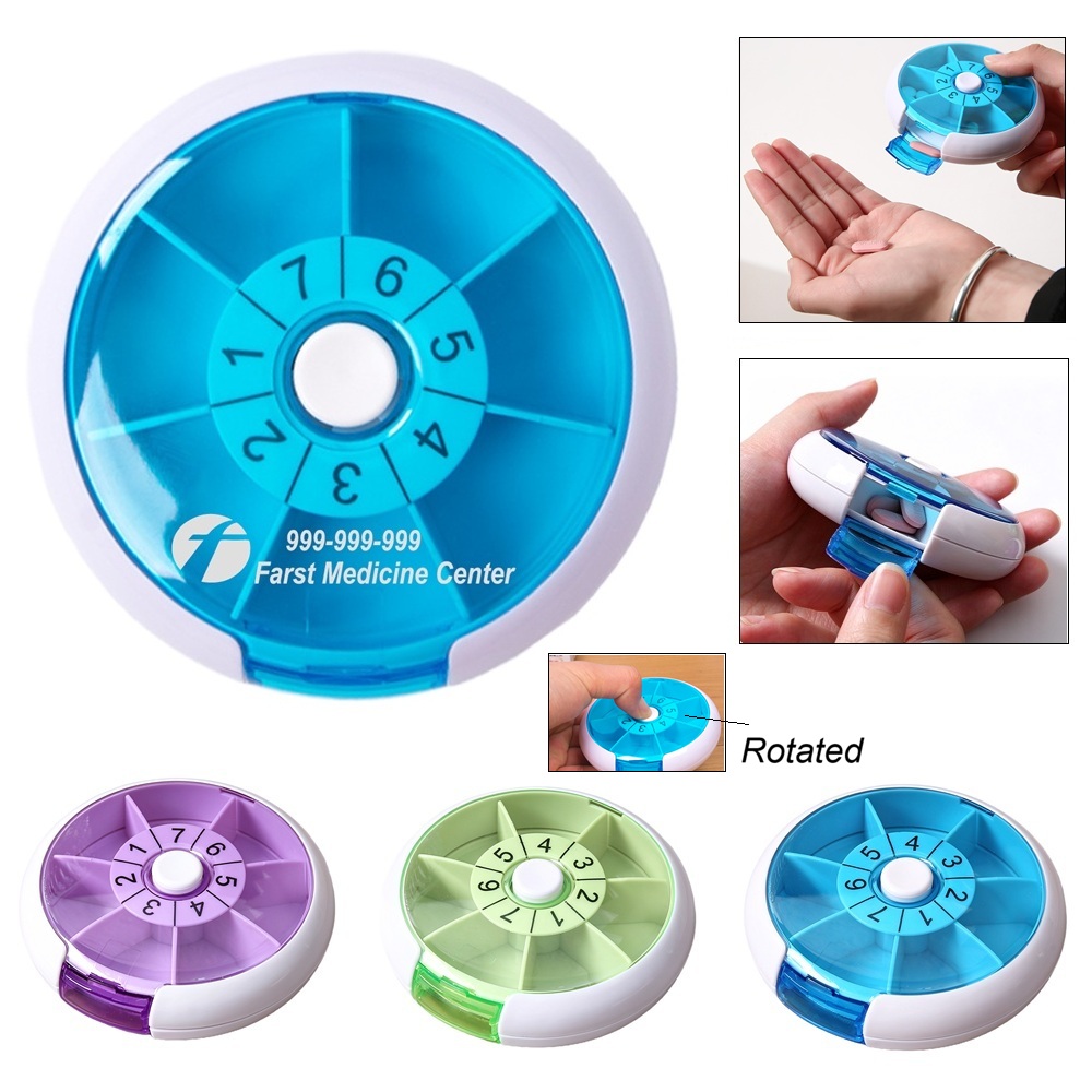 LJS0236-Round Push Button 7 Day Pill Box